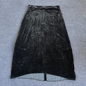 Y2K DKNY Skirt Womens 12 Black Velvet Long Pencil Zip Formal Party Cocktail